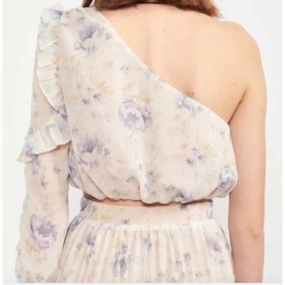 En Saison Kika Floral One Shoulder Romantic Cottage Ruffle Blouse NEW Large - Picture 3 of 11
